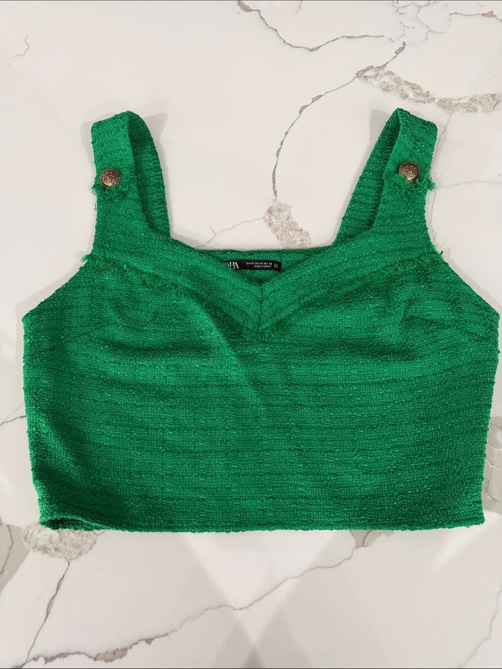 Zara Emerald Green Textured Cropped Tank
